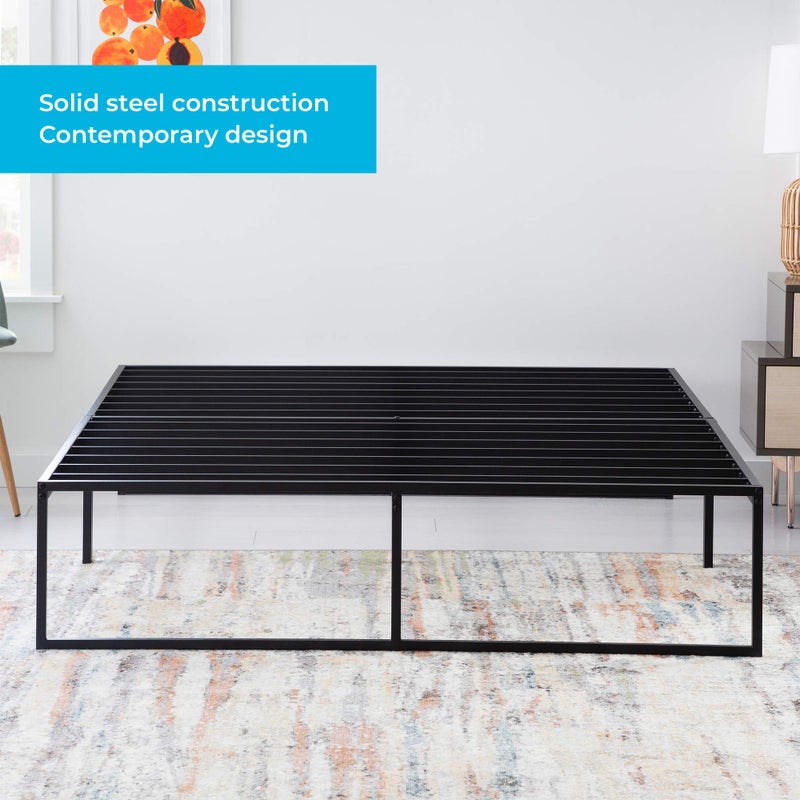 Linenspa Metal Platform Bed Frame - Under Bed Storage Space - No Box Spring Needed - 14" High - Modern Contemporary - Sturdy Steel - Light Weight - Easy Assembly - Tool Included - Twin Size - Image 2